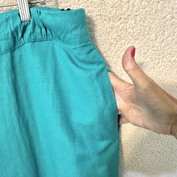 Ashley Stewart Linen Blend Boho Pants Pockets WideLeg  Sea Green Womens 22W - Picture 9 of 11
